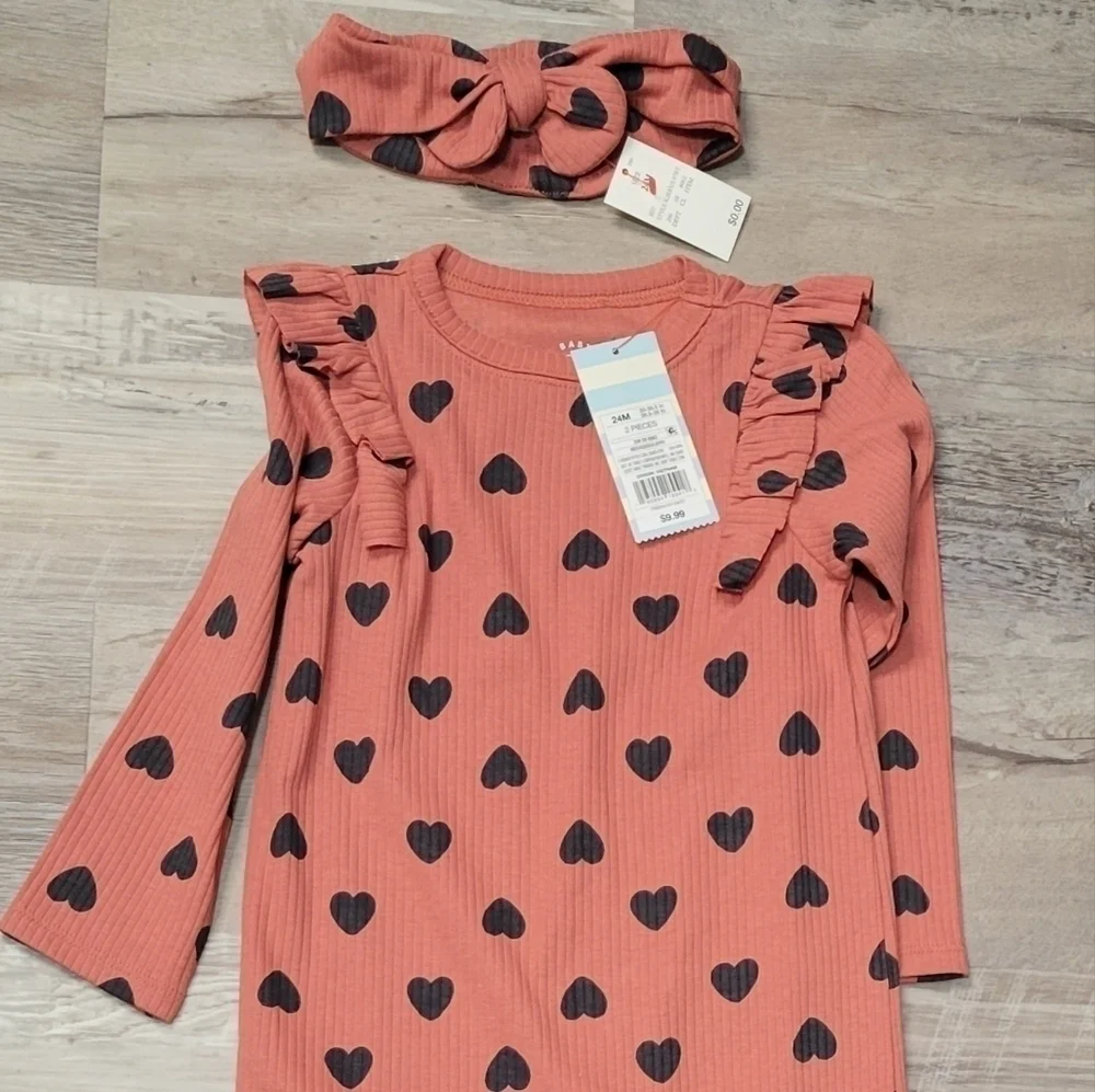 24 months  Baby Girl's Heart Romper with matching headband
